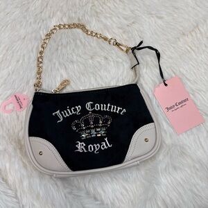Juicy Couture Juicy Kingdom Mini Wristlet Purse Liquorice/White